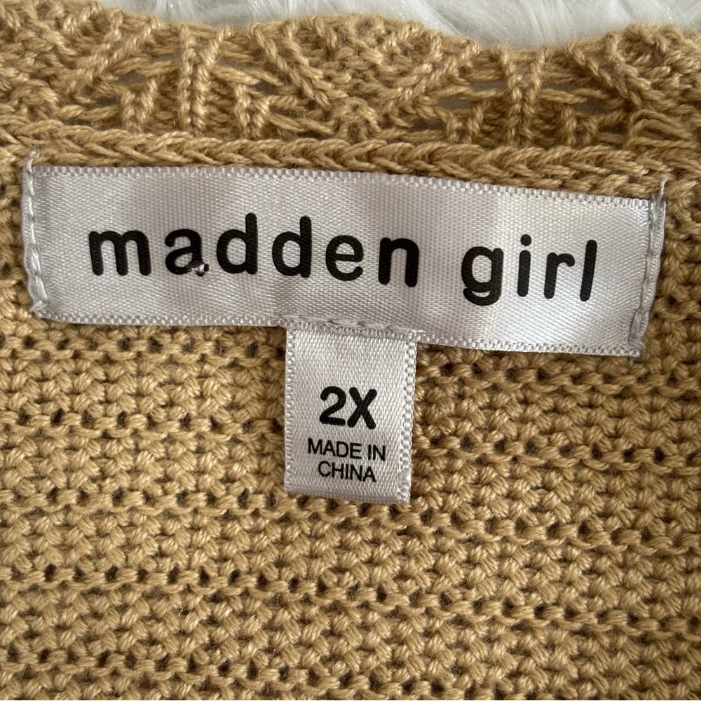 Madden Girl Womens Crochet Cami Mini Dress Size 2X Tan Boho Beach Vacation - Picture 3 of 7